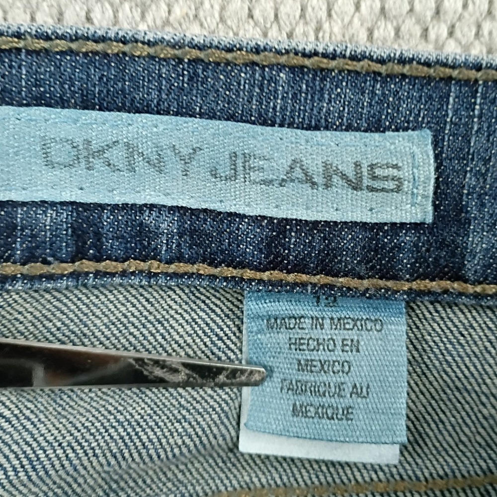 DKNY Jeans Bootcut Womens 12 33X31 Blue Y2K Denim Mid Rise Streetwear Relaxed - Picture 5 of 11